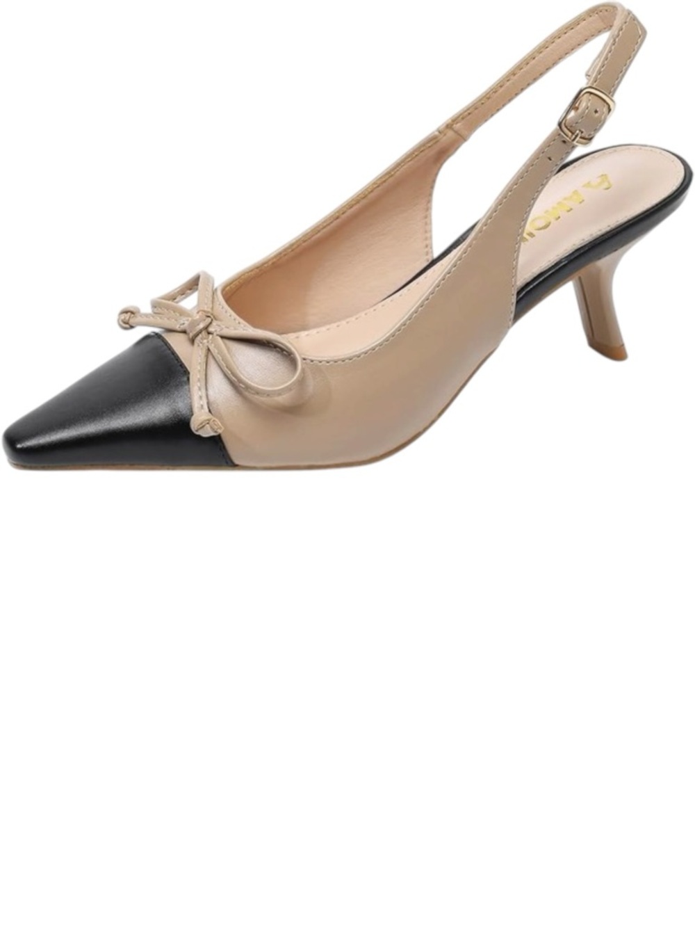 NWT Amoji two-Inch Kitten Heels with bow Slingback Pointed Toe Pump SZ 8.56 - Picture 2 of 4